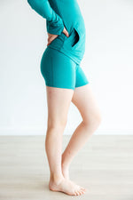 Turbo Teal Active Shorty Shorts