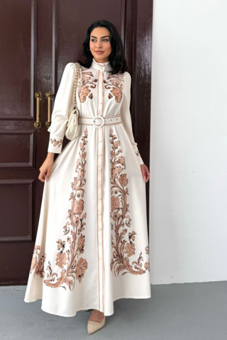 Floral Garden Maxi Dress with Front Buttons - By Baano