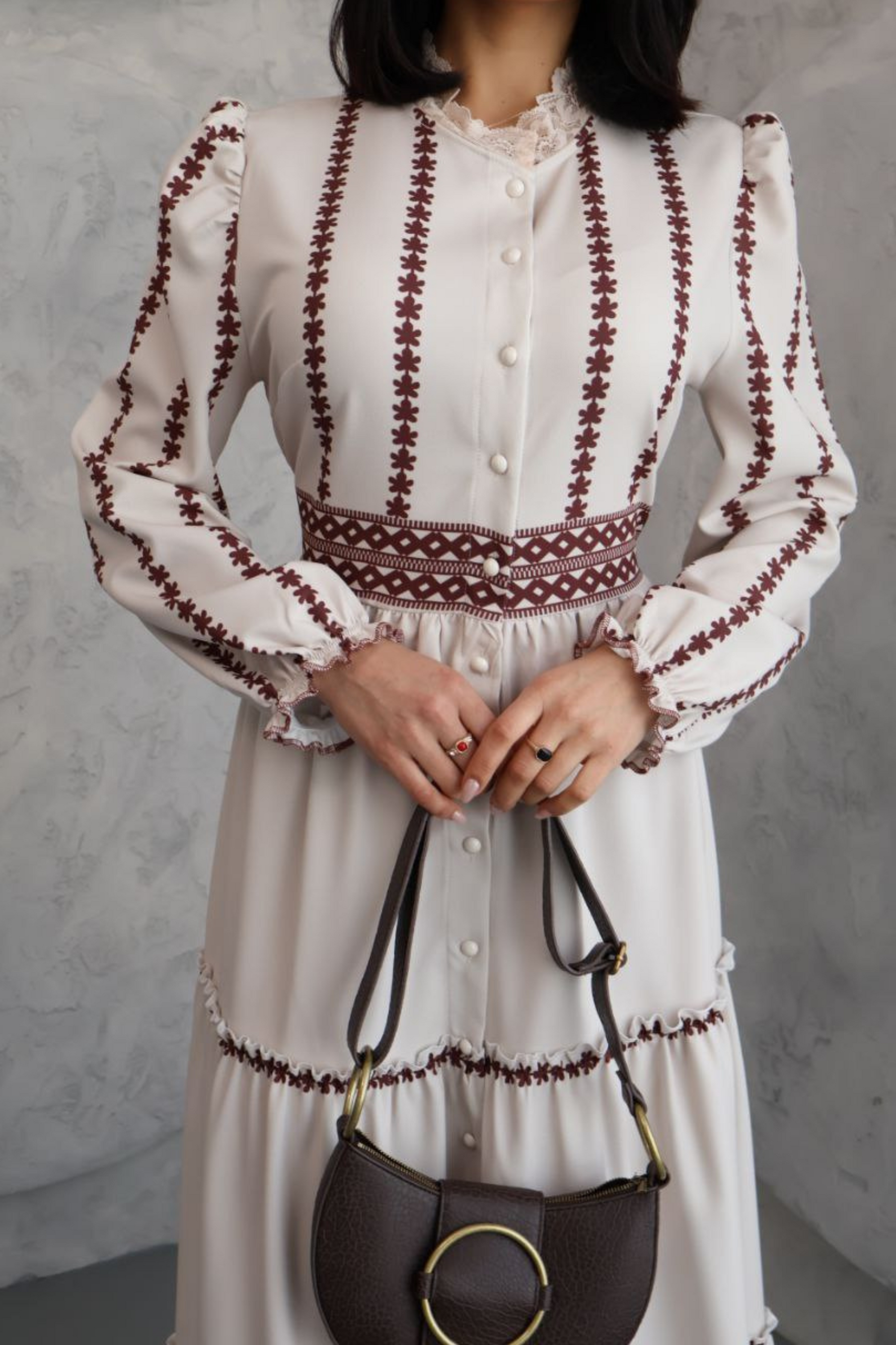 Tiered Embroidered Maxi Dress with Belt - A Perfect Blend of Style and Elegance - By Baano