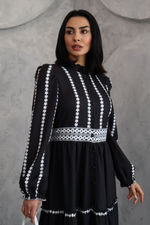 Tiered Embroidered Maxi Dress with Belt - A Perfect Blend of Style and Elegance - By Baano