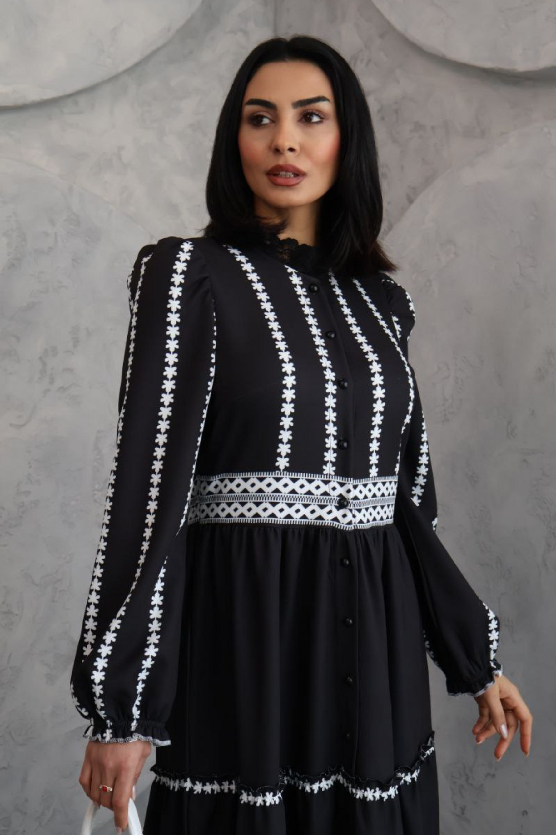 Tiered Embroidered Maxi Dress with Belt - A Perfect Blend of Style and Elegance - By Baano