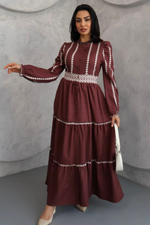 Tiered Embroidered Maxi Dress with Belt - A Perfect Blend of Style and Elegance - By Baano