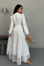 White Women Temple Dress - Long Maxi Dress - By Baano