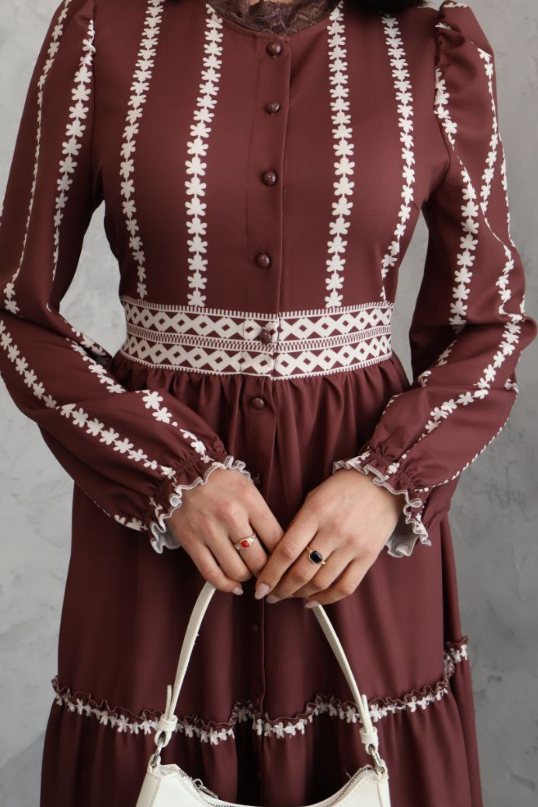 Tiered Embroidered Maxi Dress with Belt - A Perfect Blend of Style and Elegance - By Baano