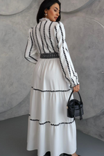 Tiered Embroidered Maxi Dress with Belt - A Perfect Blend of Style and Elegance - By Baano