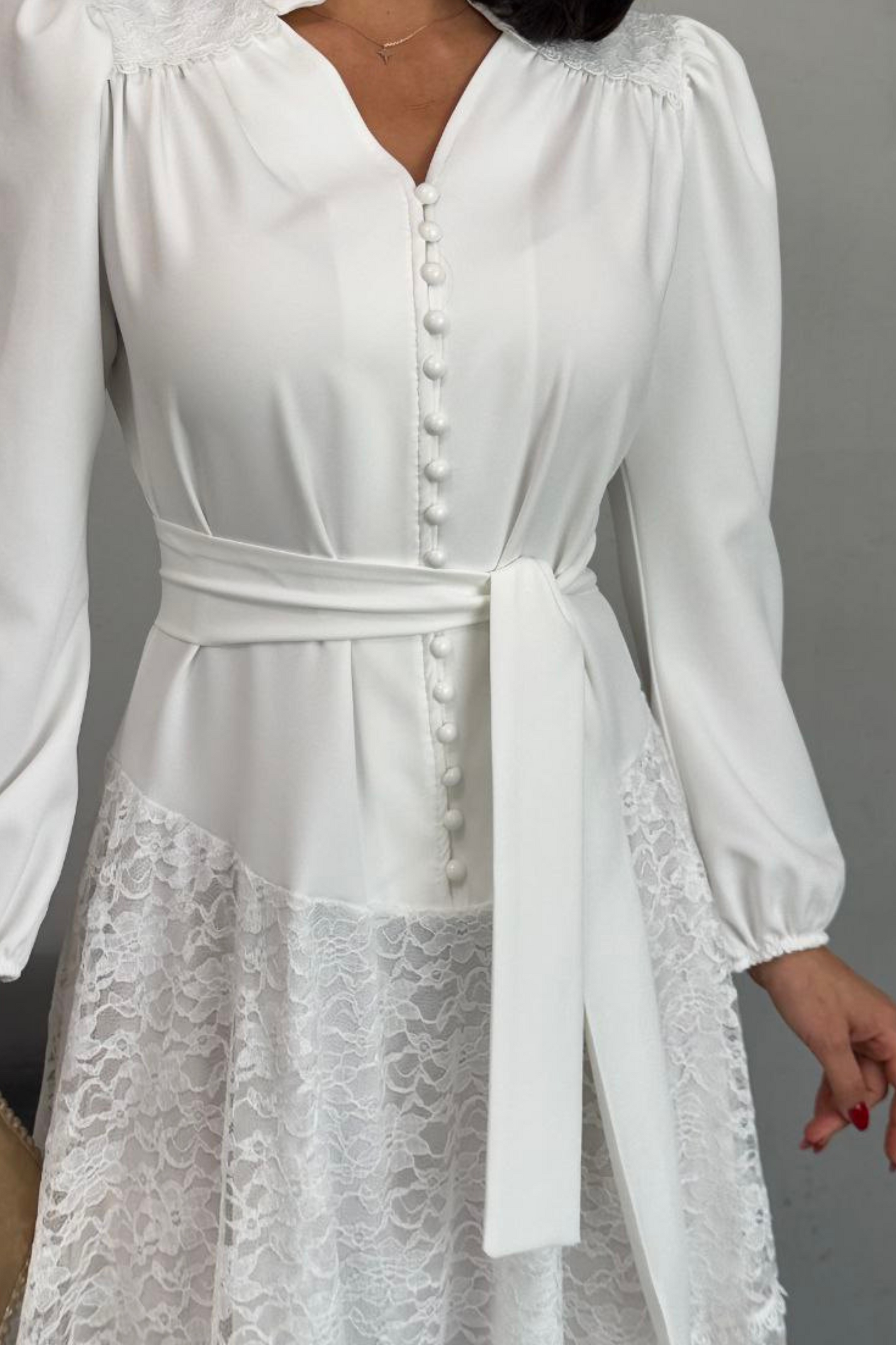 White Women Temple Dress - Long Maxi Dress - By Baano