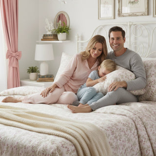 DaDa Bedding Collection Romantic Coquette Sheet Set - 100% Cotton [ Poplin Cotton ] Floral Fitted & Flat Sheets with Pillowcases - Deep Pocket Design - Soft, Breathable, Wrinkle-Resistant