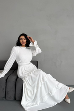 White Temple Dress - Long Maxi White Dress LDS Temple Dress - By Baano