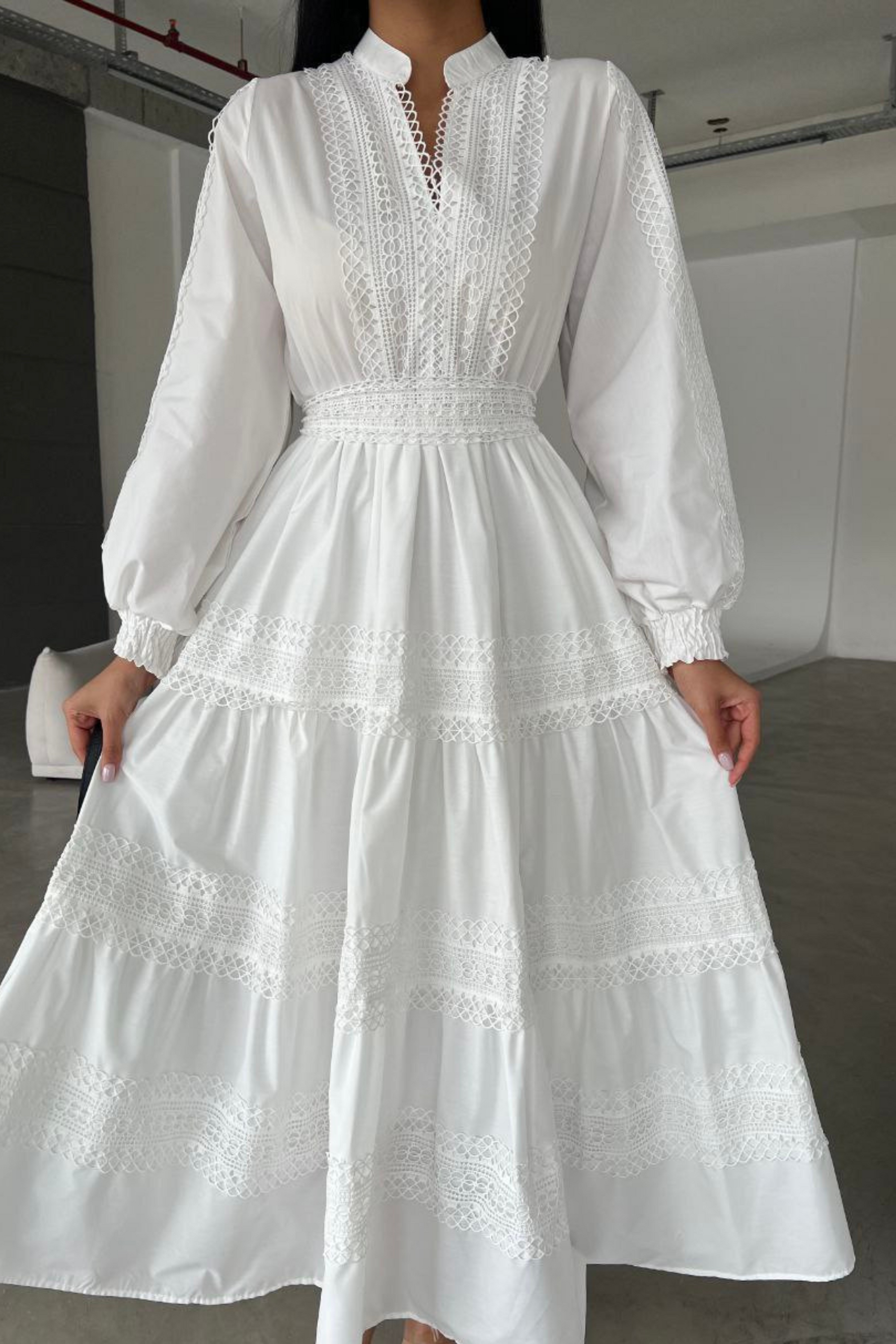 LDS Temple Dress - White Cotton Maxi - By Baano
