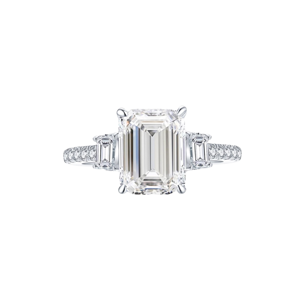 2.5ct Emerald Cut Moissanite Engagement Ring Ring Deluxe Fine Jewelry