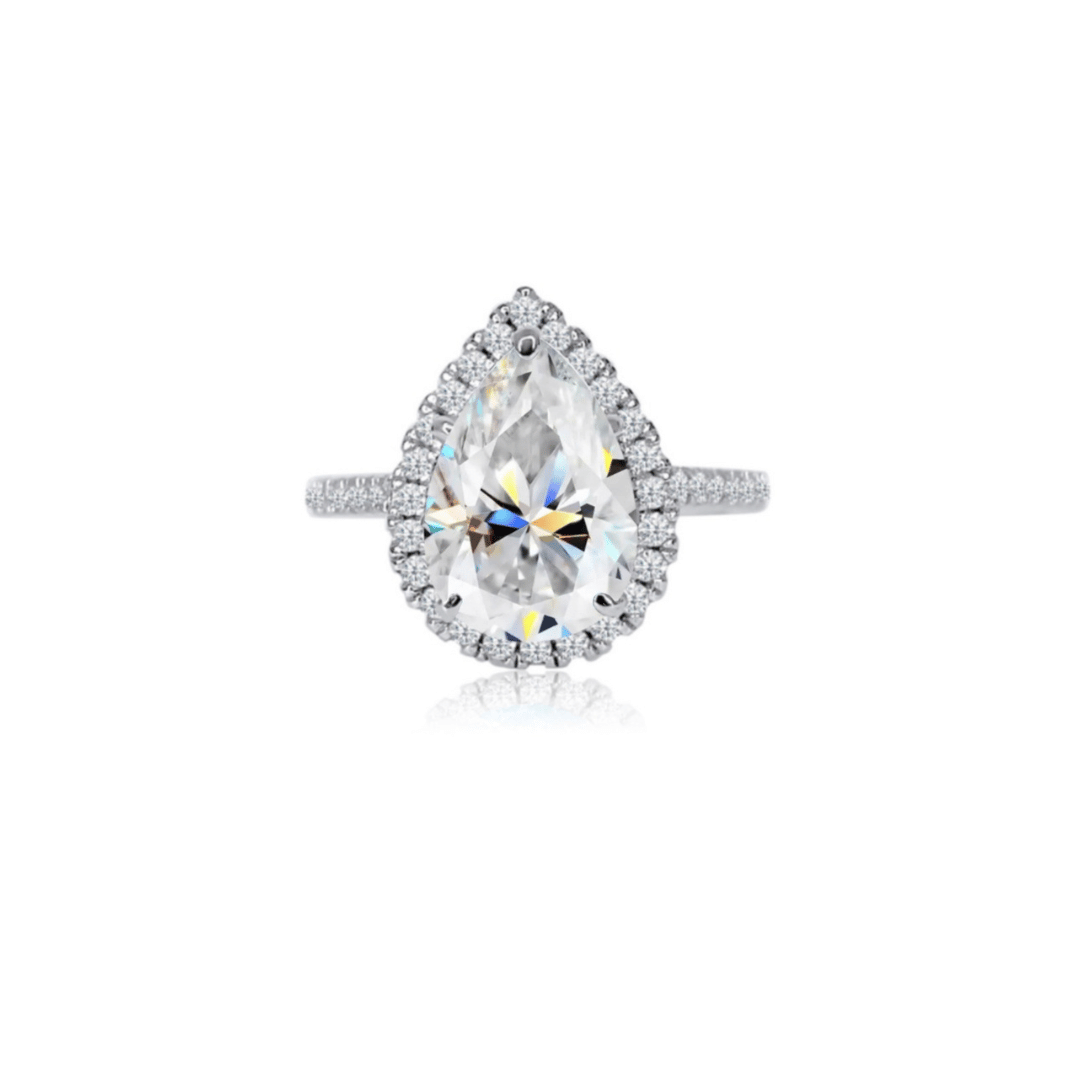 2.0ct Pear Cut Moissanite Diamond Engagement Ring Ring Deluxe Fine Jewelry