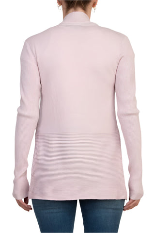 Joan Vass NY Open Front long Sleeve SharkBite Rib Detail Cardigan - By Baano