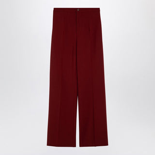 Burgundy Wool Palazzo Trousers - By Baano