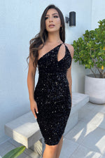 Venice Midi Dress - Black Sequin Dress - FINAL SALE - By Baano
