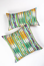 Vintage Green and Peach Ikat Pillow