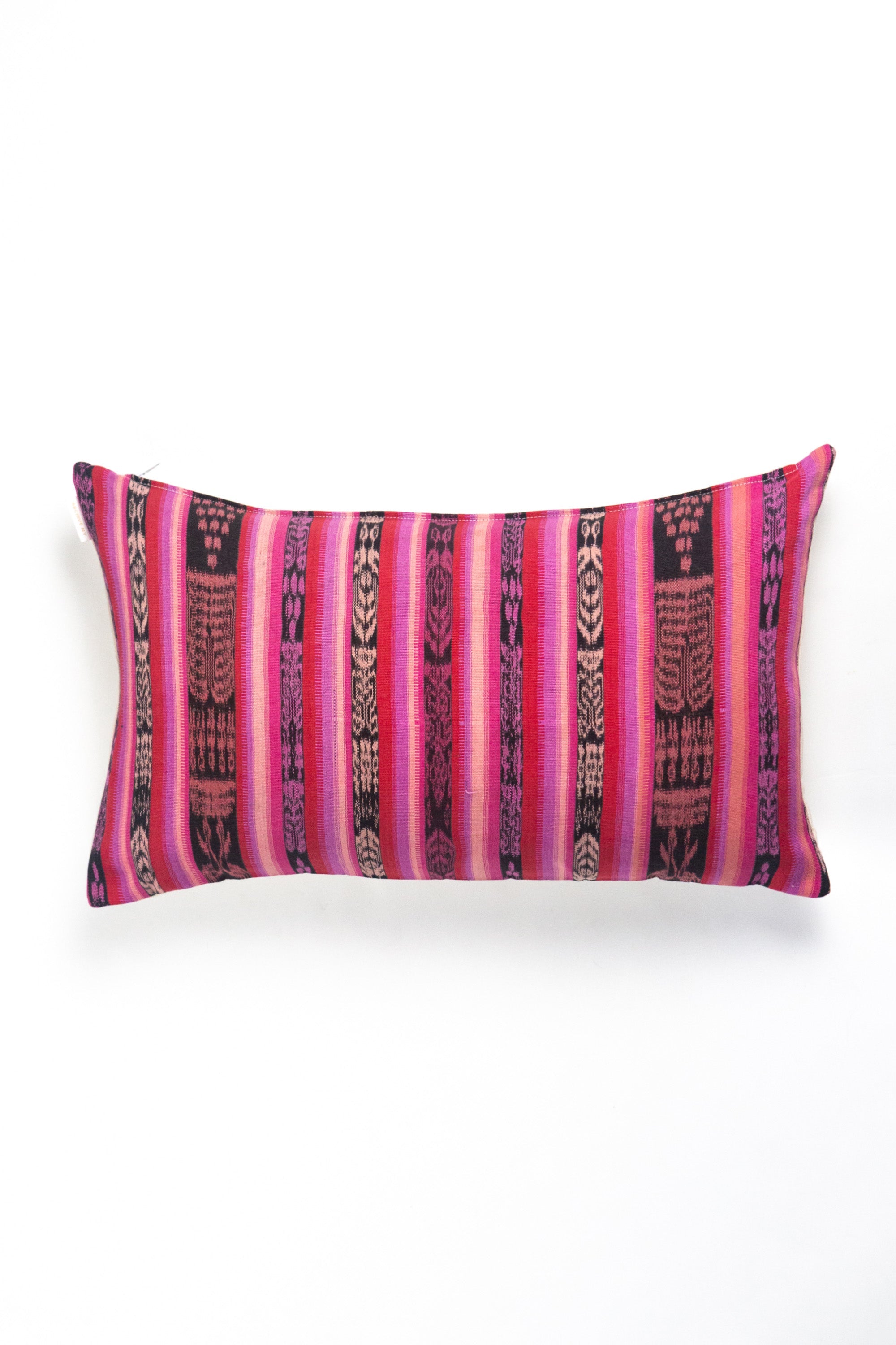 Vintage Magenta, Red and Black Ikat Pillow