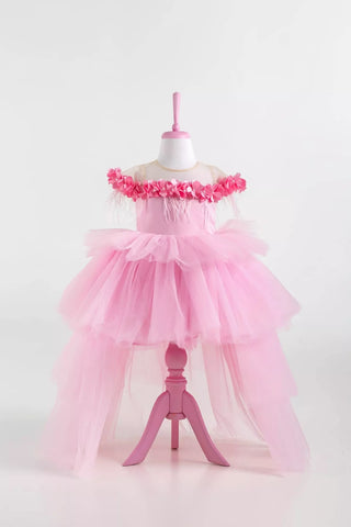 Violet Pink Party Dress - Layered
