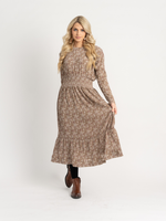 Pleated Chiffon Floral Midi Dress