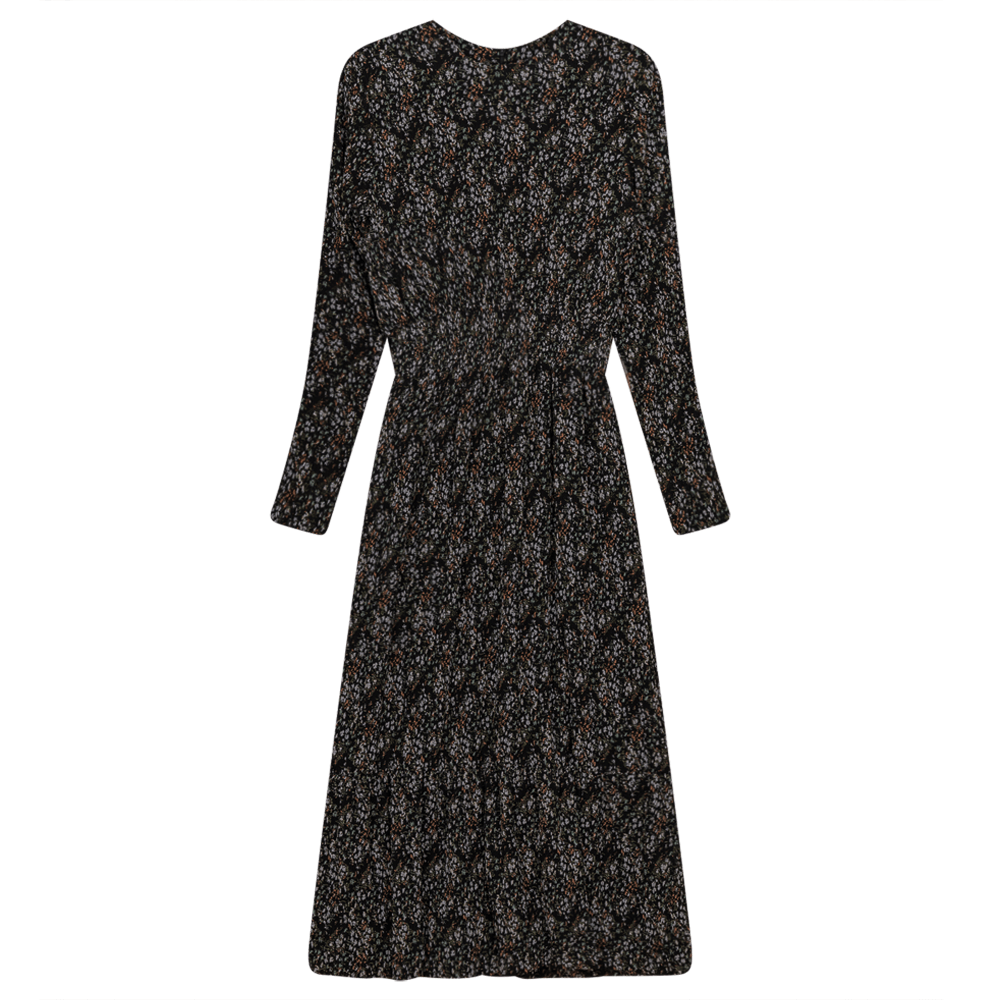 Pleated Chiffon Floral Midi Dress