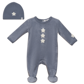Velour Hook Stitch Onesie with Hat TheHushShop.com