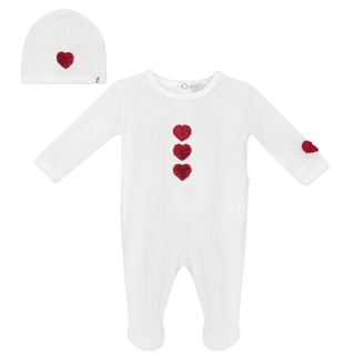 Velour Hook Stitch Onesie with Hat TheHushShop.com