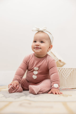 Velour Hook Stitch Onesie with Hat TheHushShop.com