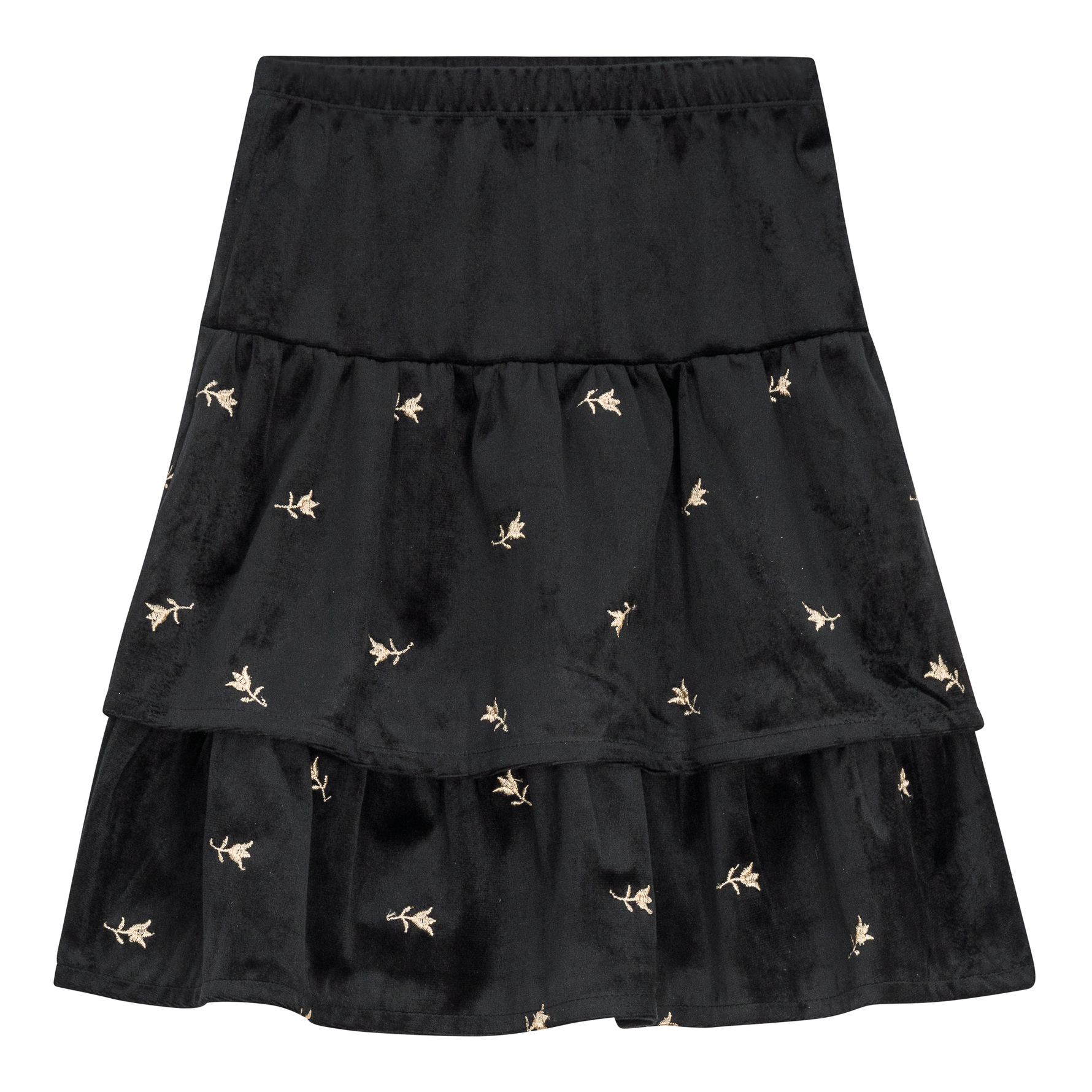 Embroidered Velvet Layered Skirt - By Baano