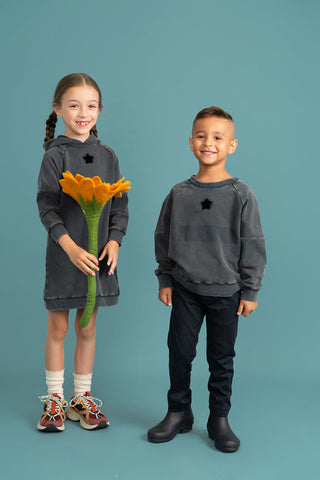 Distressed French Fleece Hooded Dress TheHushShop.com
