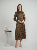 Printed Satin Midi Shirt Dress