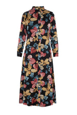 Printed Satin Midi Shirt Dress