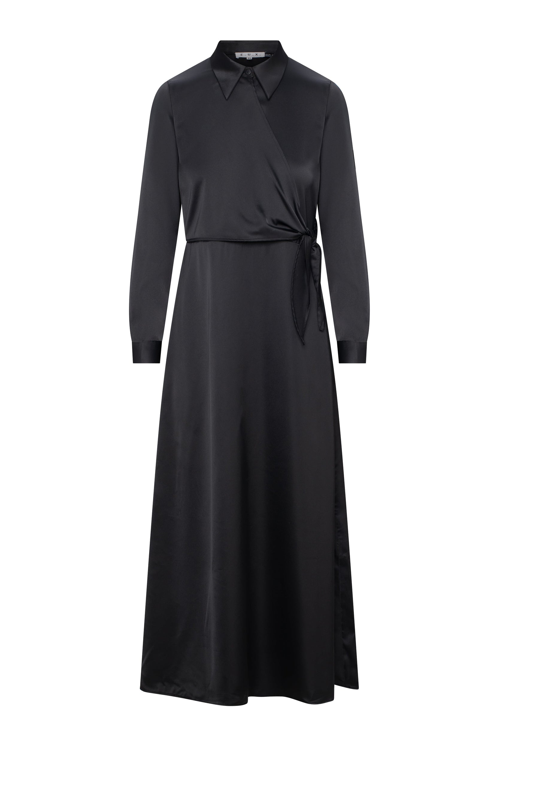 Maxi Satin Wrap Shirt Dress