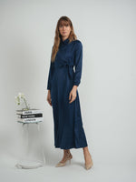 Maxi Satin Wrap Shirt Dress