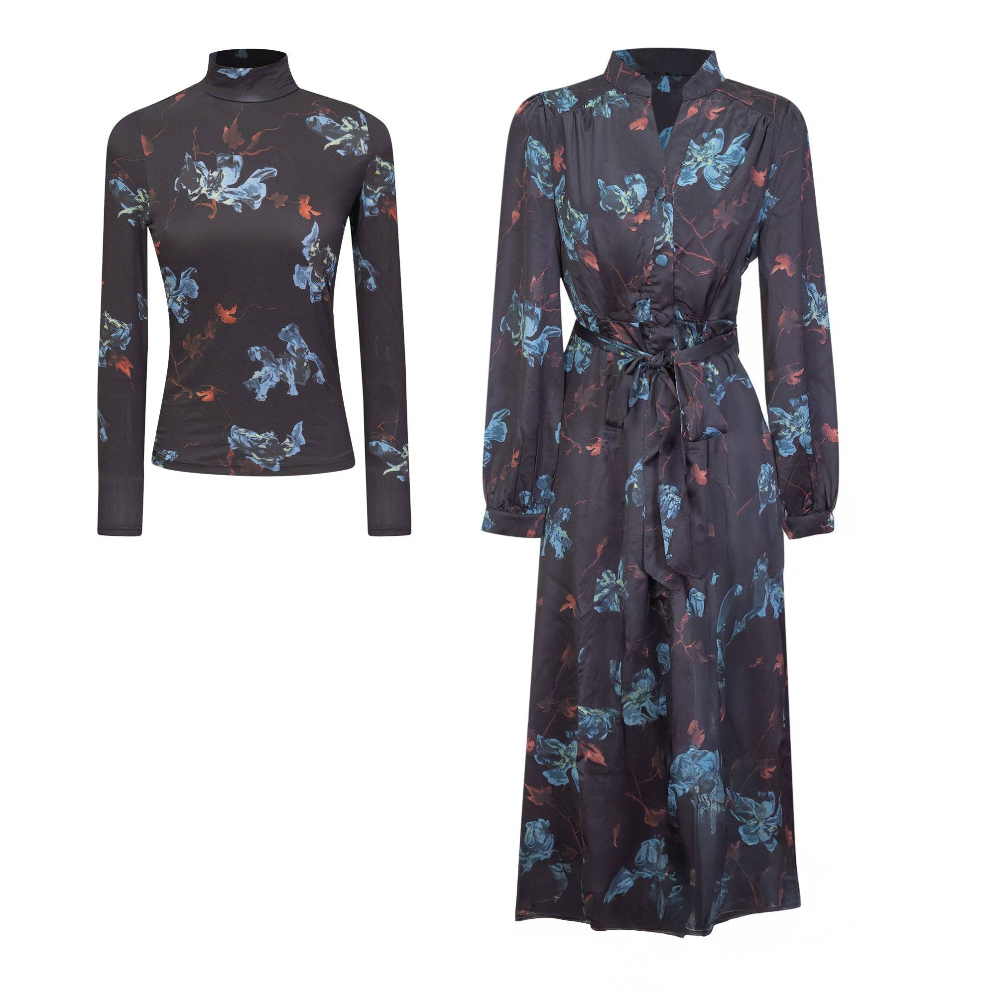 Printed Midi Dress Set