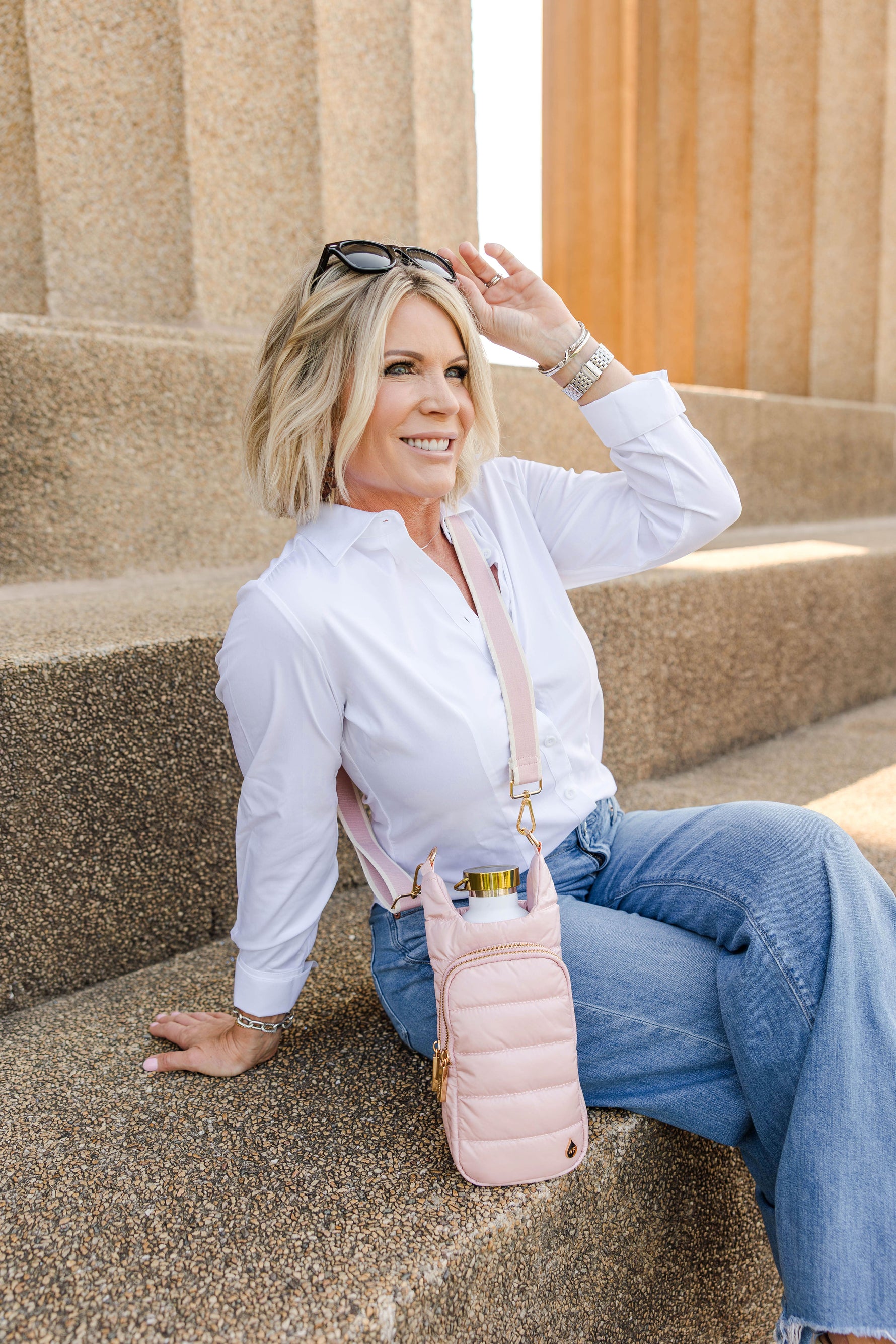 Blush HydroBag® with Blush and Ivory Striped Strap