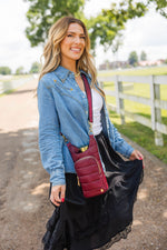 Dark Cherry HydroBag® with Cherry and Black Striped Strap