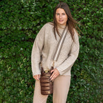 Chocolate Brown Shiny HydroBag® with Dark Patterned Strap