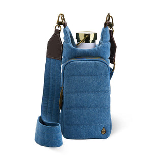 Denim HydroBag® with Antique Brass and Denim overlaid Vegan Leather Strap