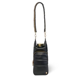 Black Vegan Leather Gold Chain Strap