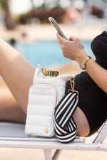 White Ripstop HydroBag® with Black and White Striped Strap