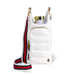 White Ripstop HydroBag® with Red, Navy, White striped strap