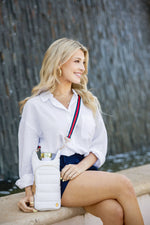 White Ripstop HydroBag® with Red, Navy, White striped strap