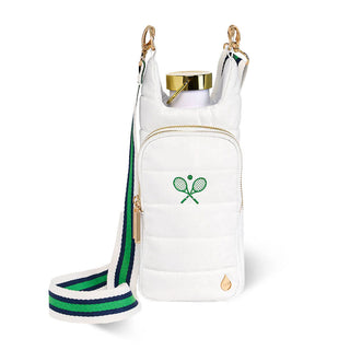 White, Green and Navy Striped Strap with Gold Hardware