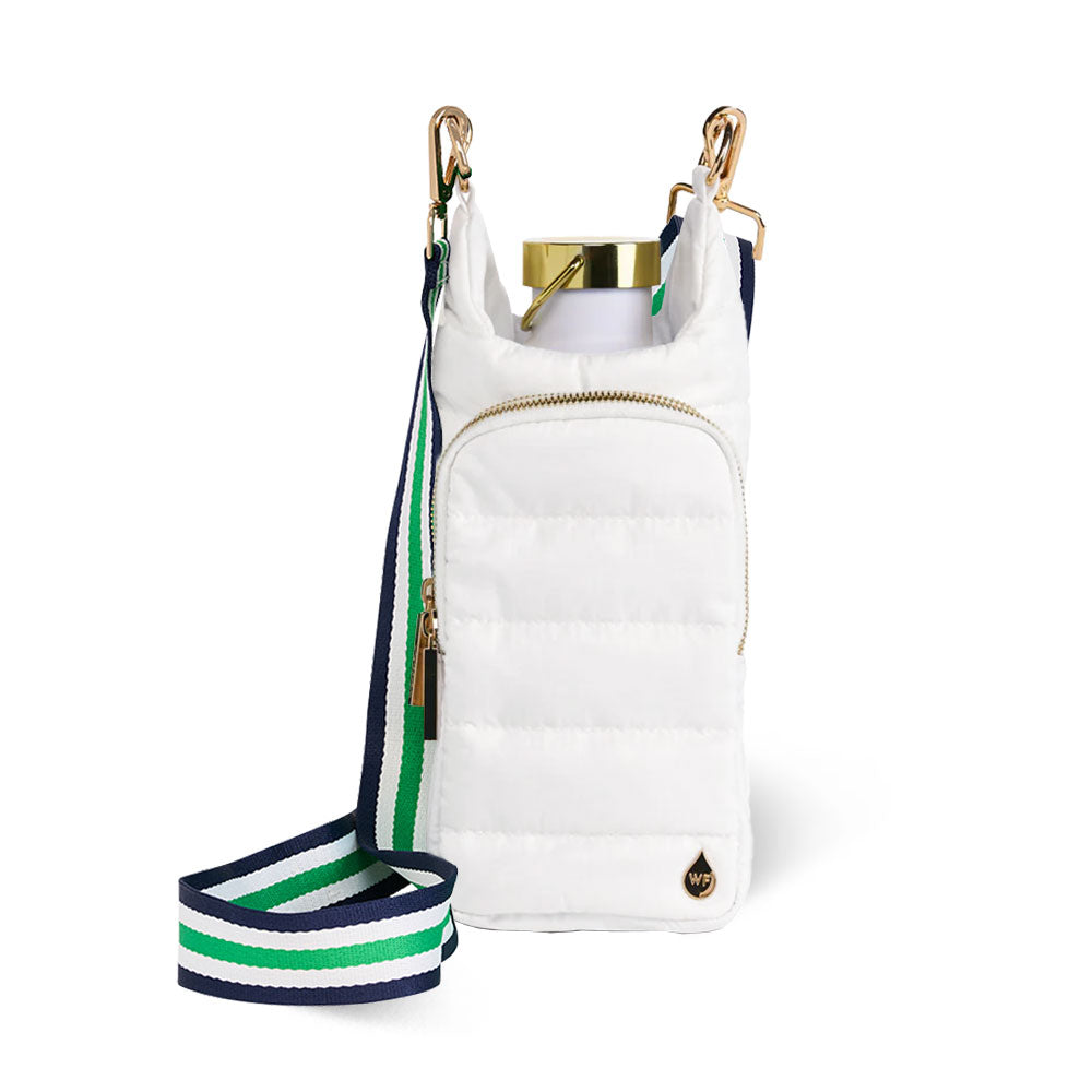 White Ripstop HydroBag® with White, Green, Navy Striped Strap