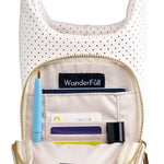 White Coated Perforated Neoprene HydroBag® with Pink/Green Stripe