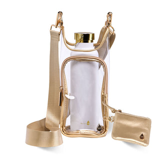 Clear HydroBag® Stadium with Gold Trim and Matching Pouch