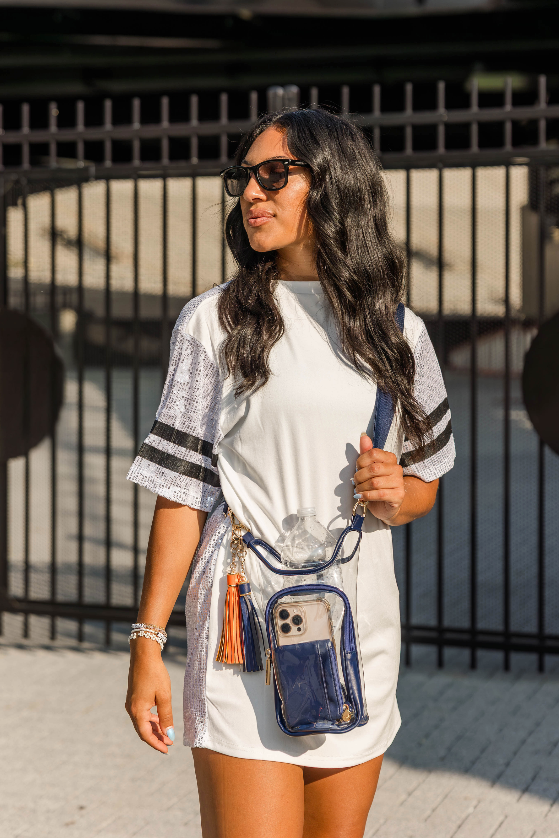 Clear HydroBag® Stadium with Navy Trim and Matching Pouch