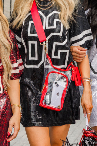 Clear HydroBag® Stadium with Red Trim and Matching Pouch