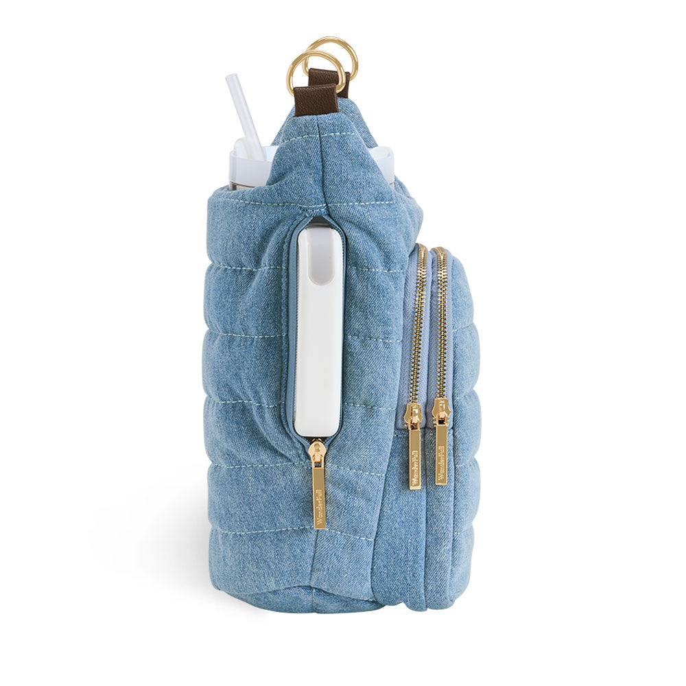 HydroBag® HANDLE™- Football Embroidery on Denim with Gold Hardware