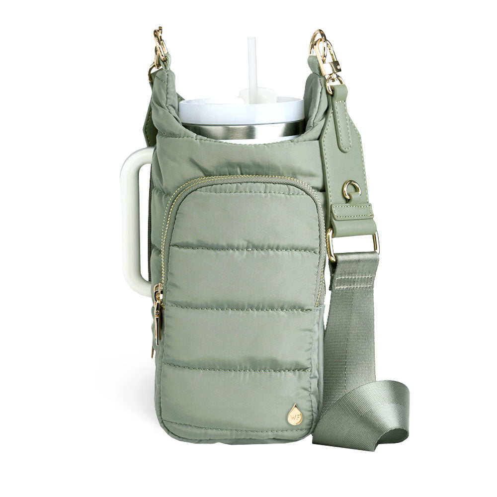 HydroBag® HANDLE™ - Sage Green with Solid Vegan Leather Trimmed Strap