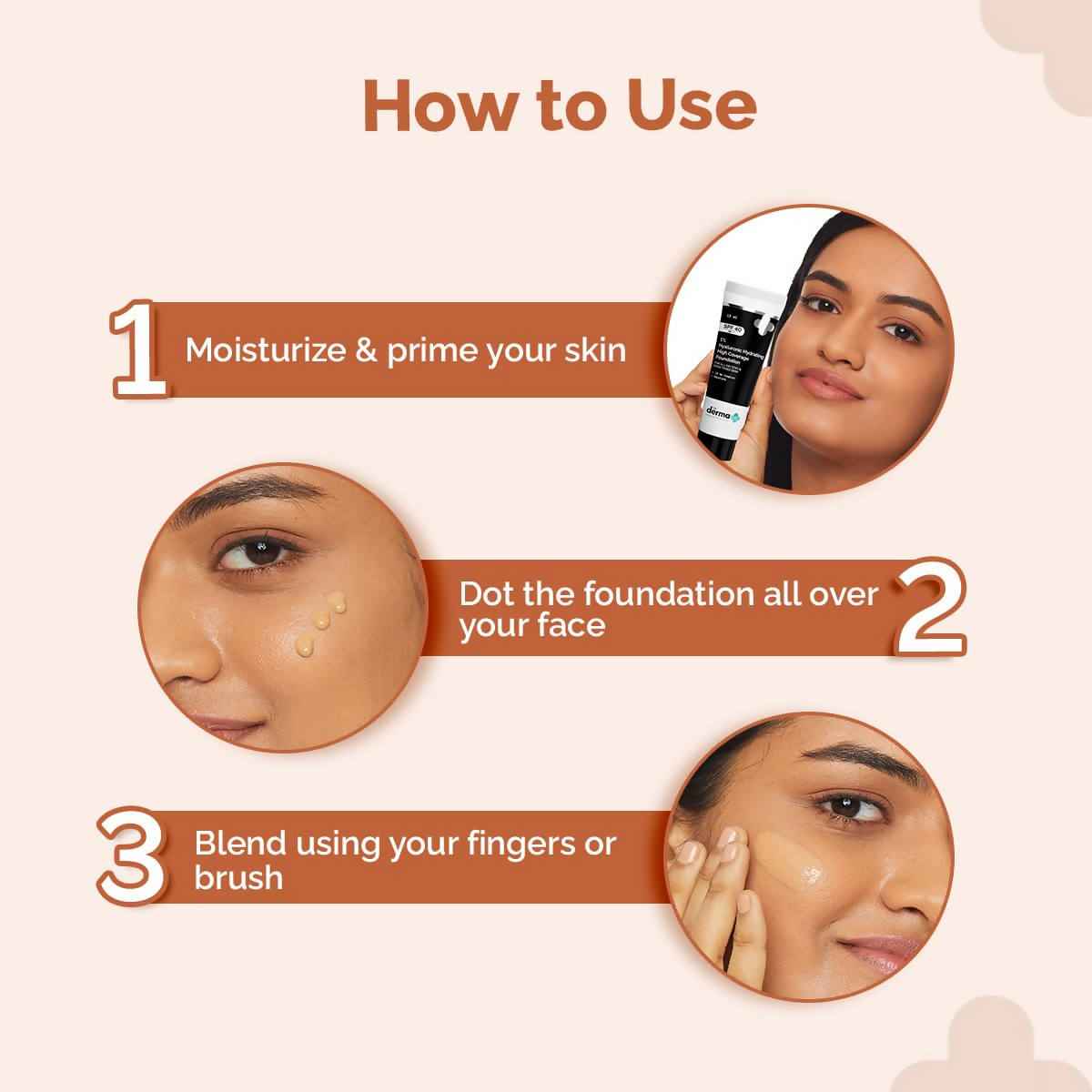 The Derma Co 1% Hyaluronic Hydrating High Coverage Foundation With SPF 40 PA+++ - 03 Natural - Limited Time Offer